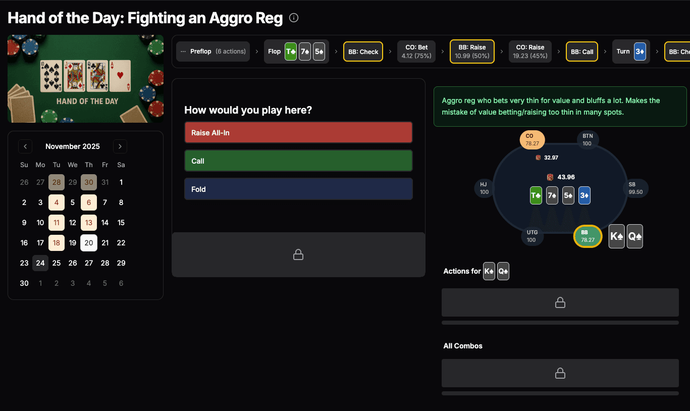 Hand of the Day feature