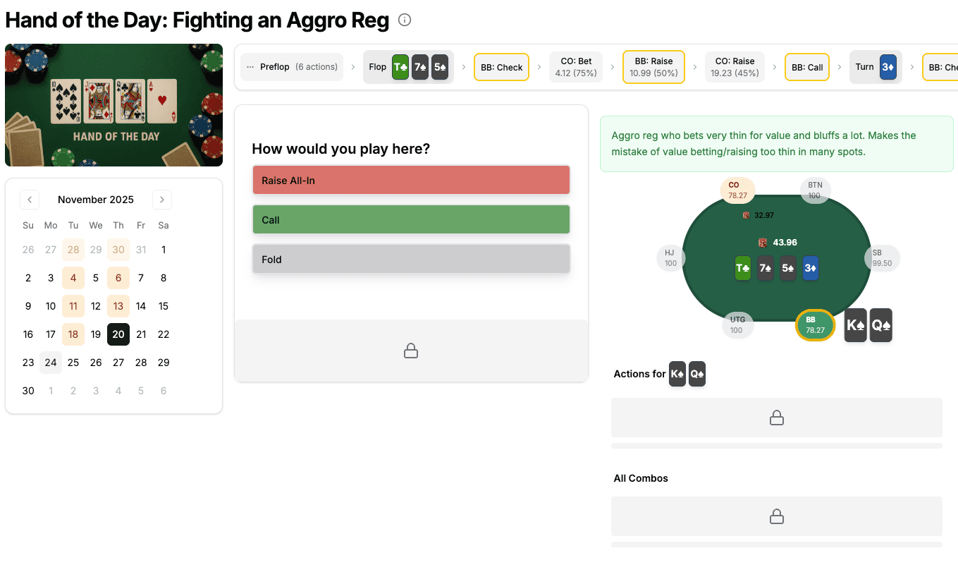 Hand of the Day feature